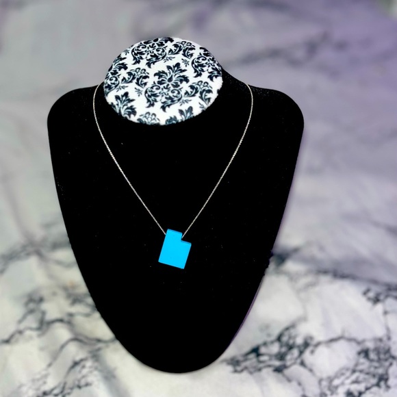 Eden Ruth RARE Turquoise “Utah” necklace 14k white gold Italy chain NWT - Picture 1 of 9